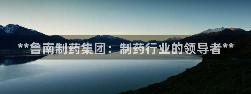 九游会老哥俱乐部论坛版：**鲁南制药集团：制药行业的领导者**