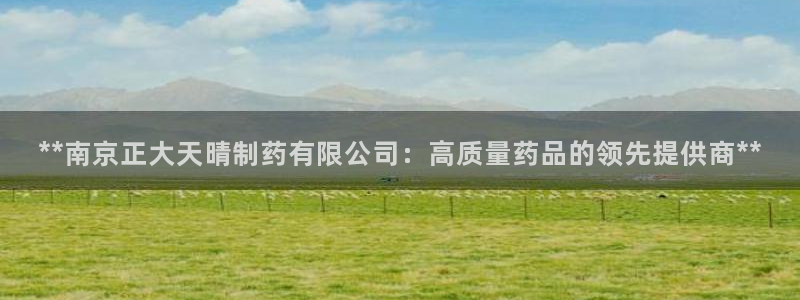 老哥俱乐部是干什么的：**南京正大天晴制药有限公司：高质量药品的领先提供商**