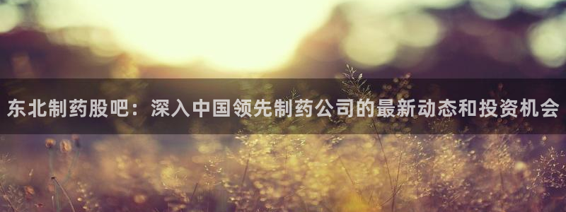 九游会老哥俱乐部必备的交流社区论坛：东北制药股吧：深入中国领先制药公司的最新动态和投资机会