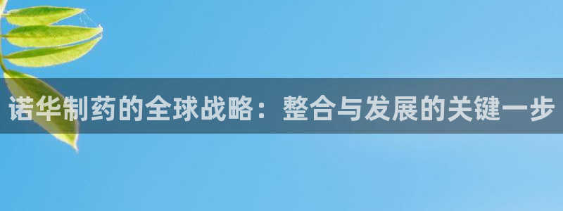 九游老哥俱乐部登录：诺华制药的全球战略：整合与发展的关键一步